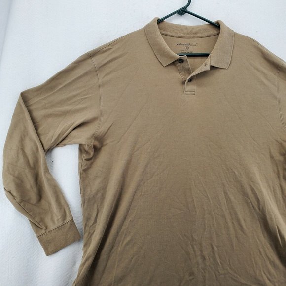 EDDIE BAUER Shirt Men's Long Sleeve Polo Button Closure Pullover Brown XL - Picture 4 of 12